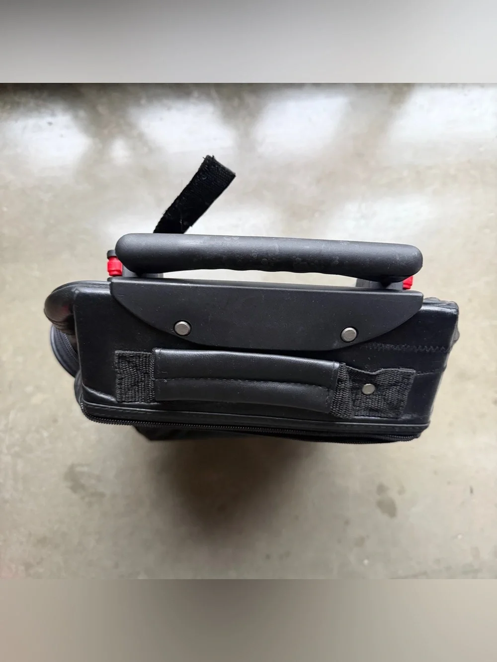 Vintage Black Leather Rolling Carry Backpack Multiple Compartments